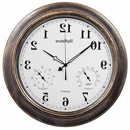 Large Outdoor Wall Clock Waterproof Temperature Humidity 18 