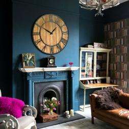 Large Oversized Farmhouse Wall Clock Rustic Round Wood Kitch