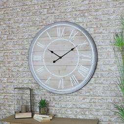 Large rustic wooden wall clock Roman numeral living room kit