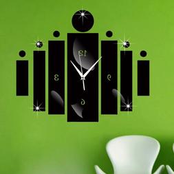 Large Wall Clock Modern Acrylic Quartz Silent DIY Mirror Cyl