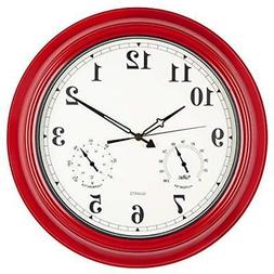 Clock, 18 Inch Wall Thermometer And Hygrometer "