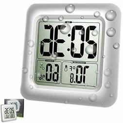 Large Waterproof Wall Clock for Shower Bathroom, Digital Mir
