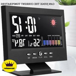 LED Digital Alarm Clock Snooze Calendar Thermometer Hygromet