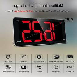 LED Digital Alarm Clock with USB, 9&rdquo;Large Display Clock wi