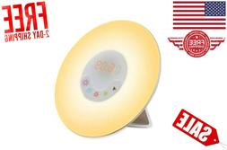 LED Digital Bedside Alarm Wake Small Table Clock Night Sunri