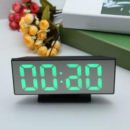 LED Digital Mirror Surface Alarm Clock USB Port For Bedroom 