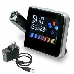 LED Digital Projection Alarm Clock Weather Thermometer Snooz