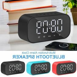 LED Digital Wireless Bluetooth Speaker Alarm Clock Desk Ther
