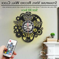 LED Owl Gears Steampunk and Cogs Wall Clock Mechanical Fish 