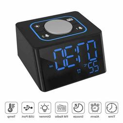 LED Wireless Bluetooth Speaker Alarm Clock FM Radio with Dua