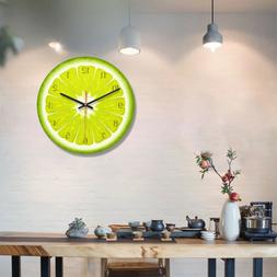 LEMON FRUIT CLOCK 11inch Round Wall Clock Home Cafe Kitchen 