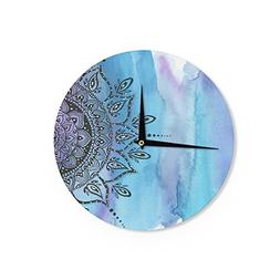 Kess InHouse Li Zamperini Blue Mandala Aqua Black Wall Clock