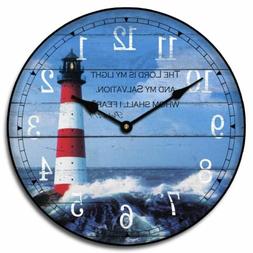 Lighthouse Wall Clock Perfect Round Home Wall Decor Craft Ul