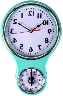 Lily'S Home Retro Kitchen Timer Wall Clock, Bell Shape Red. 