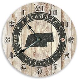 10.5" LINCOLN NEBRASKA STATE STAMP CLOCK Large 10.5" Wall Cl