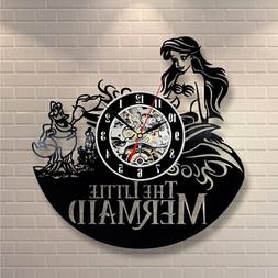 Little Mermaid Art Vinyl Record Wall Clock modern Birthday g