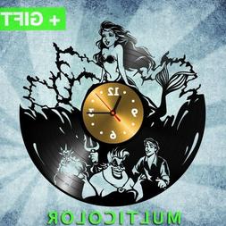 Little Mermaid Vinyl Art Disney Wall Clock Nursery Decor Vin