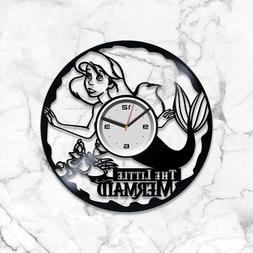 Little Mermaid Vinyl Wall Art Clock Girls Bedroom Decor Gift
