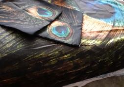 Lot Of 5 Items Peacock Feather 2Throw Pillow Cases,Bed Runne