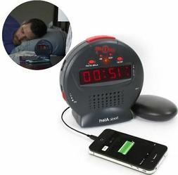 Loud Alarm Clock w/ Bed Shaker Vibrator For Heavy Sleepers H