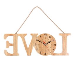 Love Vintage Rustic Wooden Wall Clock Antique Retro Home Kit
