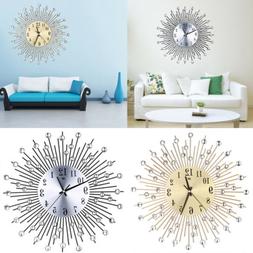 Luxury Large Wall Clock Metal Living Room Digital Needle Hom