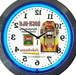 Man Cave Bar Business Clock Pair Retro Neon Rock-Ola and Wur