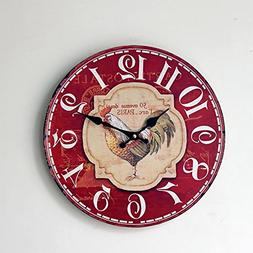 MCC European Style Retro Round Colored Rooster Solid Wooden 