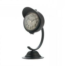 Metal Desk Clock, Vintage Black Standing Desktop Small Round