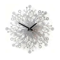 Metal Wall Clock Modern Large Unusual Silver Galaxy Home Dec