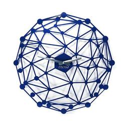 Metal Wall Clock Modern Unique Large Unusual Blue Space Home