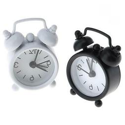 Mini Analog Alarm Clock Vintage Retro Bedroom Bedside Batter