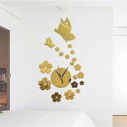 Modern 3D Mirror Surface DIY Wall Clock Sticker for Living R