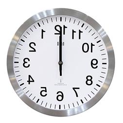 hito Quiet Atomic Wall Clock Self-Setting 12 inch Aluminum F