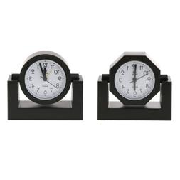 Modern Desktop Swivel Clock for Desk Shelf Tabletop Black Fr