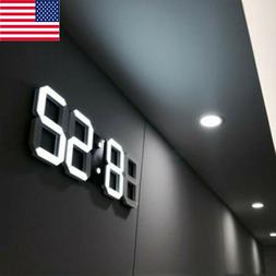 Modern Digital 3D White LED Wall Clock Alarm Clock Snooze 12