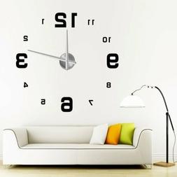 Modern DIY Large Number Wall Clock 3D Mirror Surface Sticker