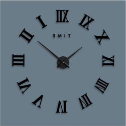 Modern DIY Large Number Wall Clock 3D Mirror Surface Sticker