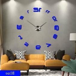 Modern DIY Large Number Wall Clock 3D Mirror Surface Sticker