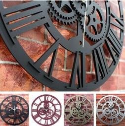 Modern Home Decor Wall Clock Large Round Metal Color Vintage