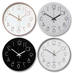 Modern Wall Clock Silent Non-ticking Battery Operated 12" Ro