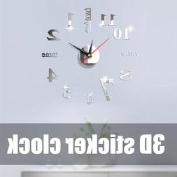 Modern Wall Clock Watch Large Simple DIY 3D Sticker Decal Ro