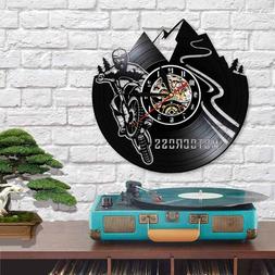 Motorcycle 12inch Circle Vinyl Record LED Wall Clock Home De