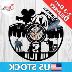 Movie Clock Vinyl Record Wall Art Cinema Home Decor Christma
