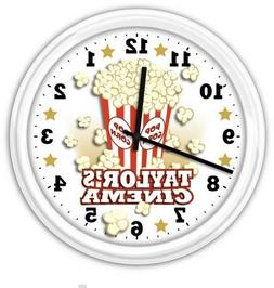 Movie Home Theater Popcorn PERSONALIZED Wall Clock Cinema TV
