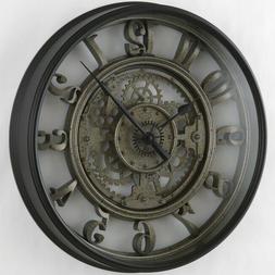 Moving Gear Wall Clock 20" Battery Operated Industrial Steam