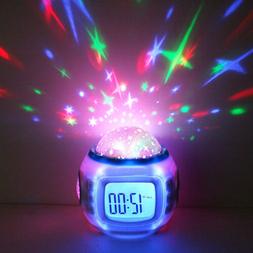 Music LED Star Projector Lamp Digital Alarm Clock Calendar T