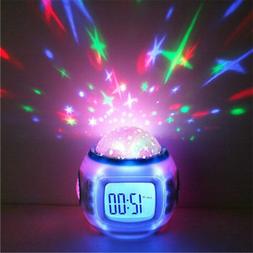 Music Led Star Sky Projection Digital Alarm Clock Calendar T