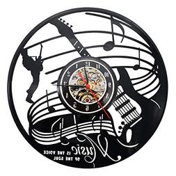 GZMAY Music Notes Vinyl Record Wall Clock for Living Room or