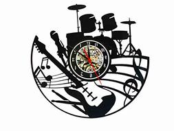 Crazypicky Musical Instruments Vinyl Clock LED Wall Light Mu